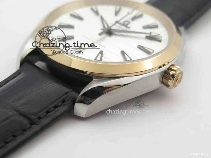 0509 2017 Aqua Terra SS RG XF Best Edition White Textured Dial On Black Leather Strap A Functional 8157